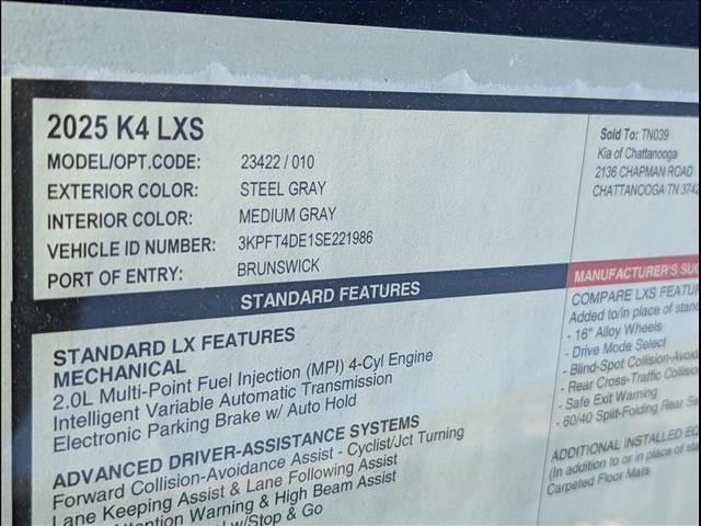 new 2025 Kia K4 car, priced at $23,225