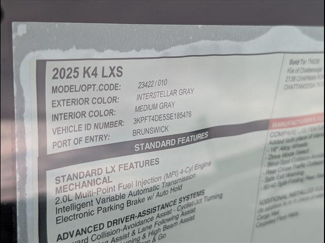 new 2025 Kia K4 car, priced at $23,335