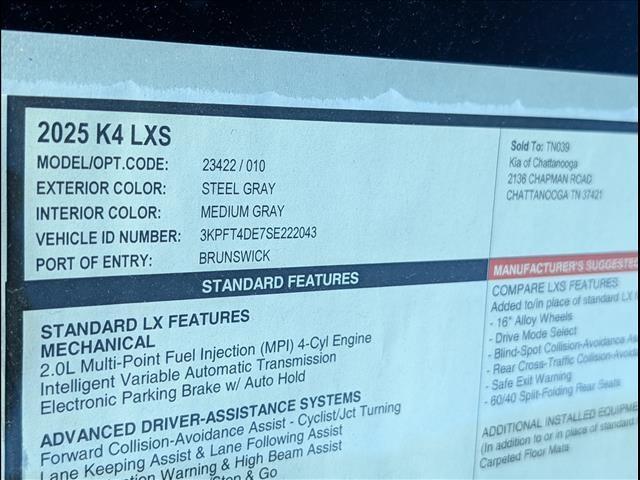 new 2025 Kia K4 car, priced at $23,225