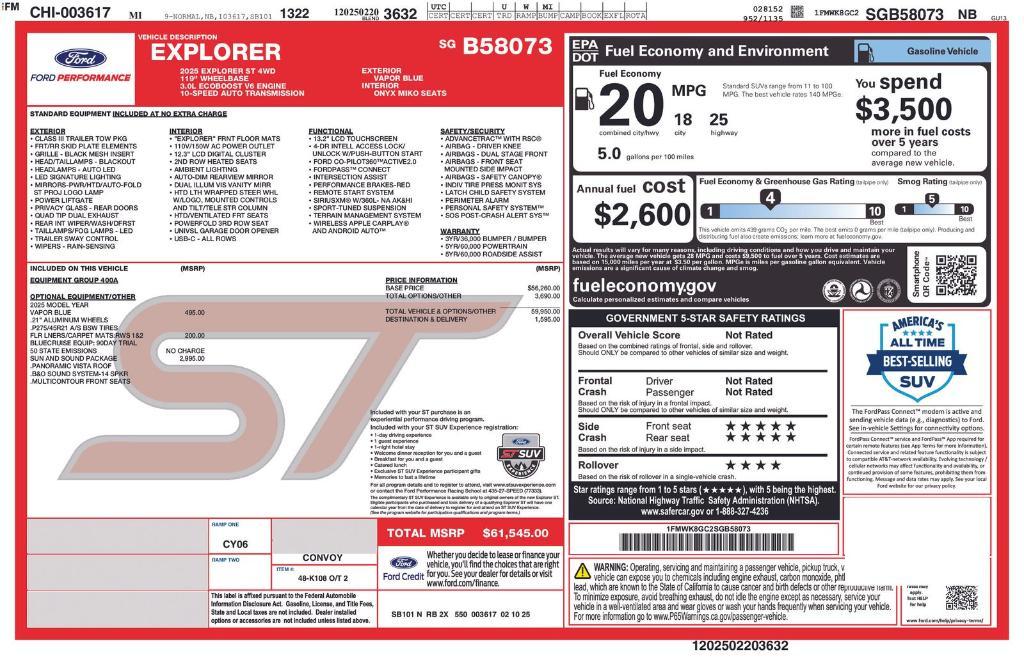 new 2025 Ford Explorer car, priced at $55,469