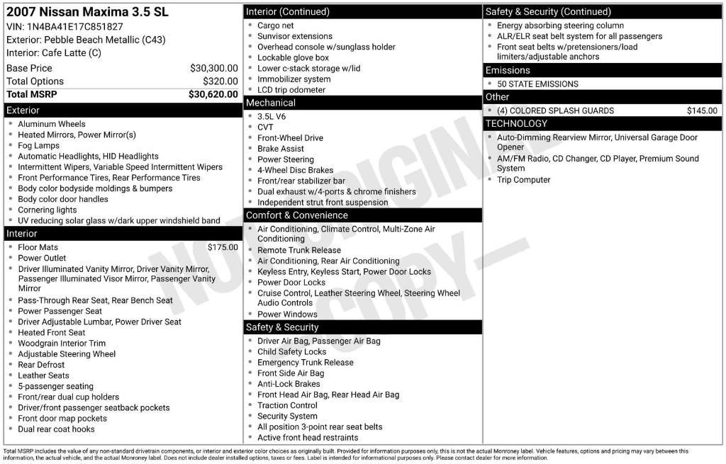 used 2007 Nissan Maxima car, priced at $3,989