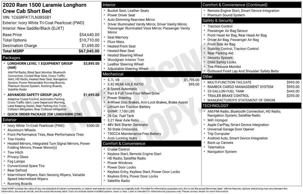 used 2020 Ram 1500 car, priced at $32,989