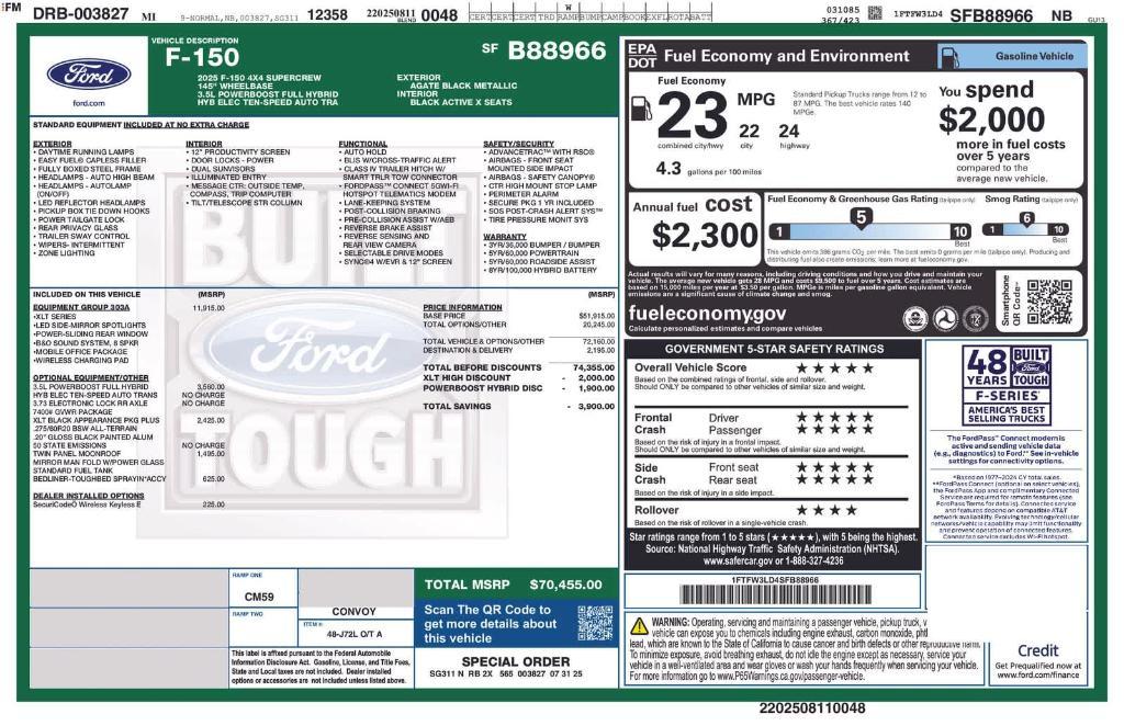 new 2025 Ford F-150 car, priced at $63,193
