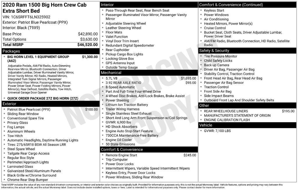 used 2020 Ram 1500 car, priced at $28,495