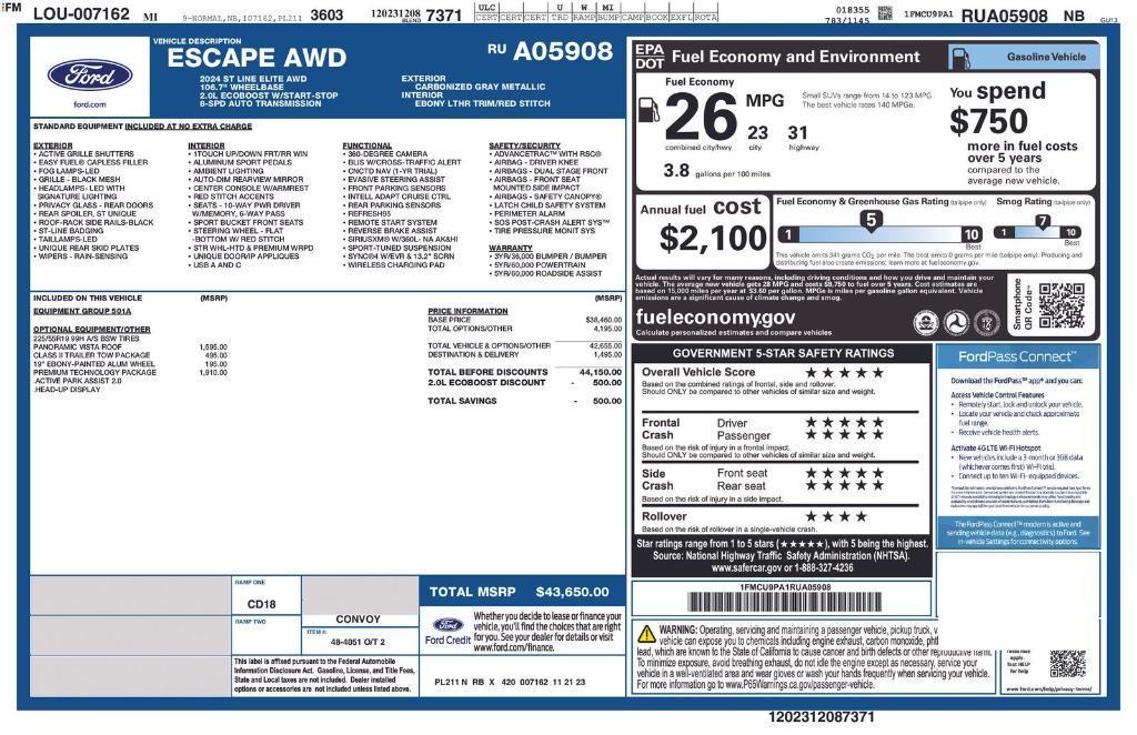 new 2024 Ford Escape car, priced at $38,937