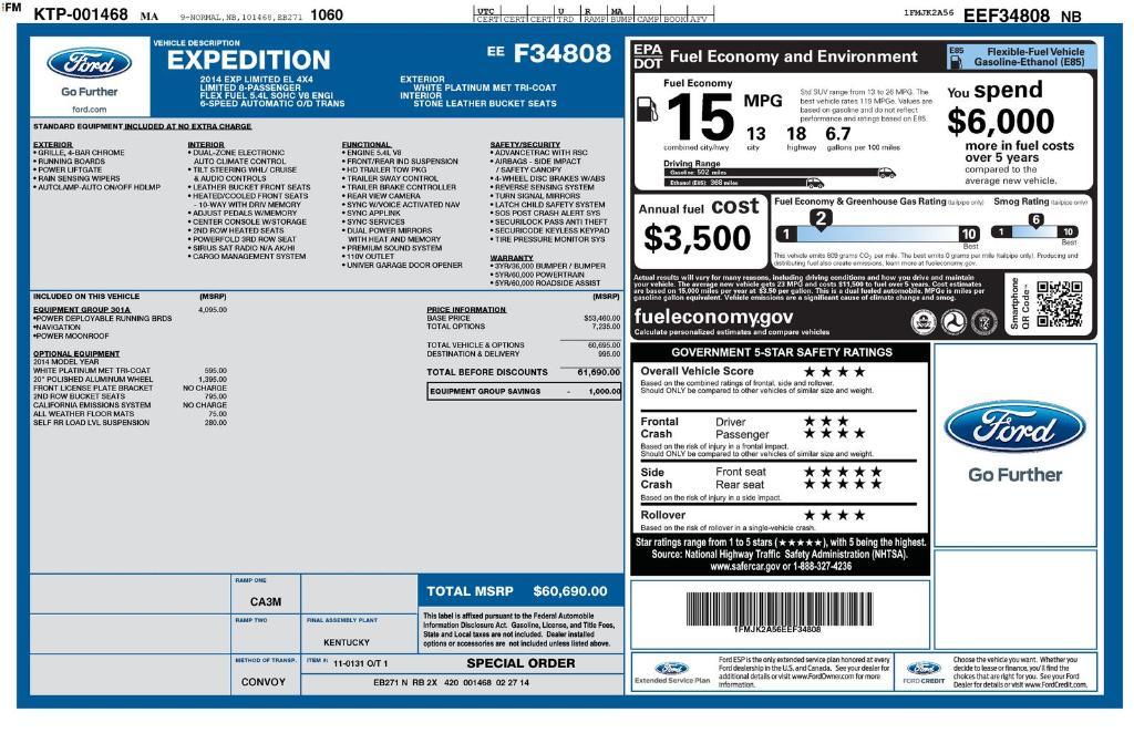 used 2014 Ford Expedition EL car, priced at $13,489