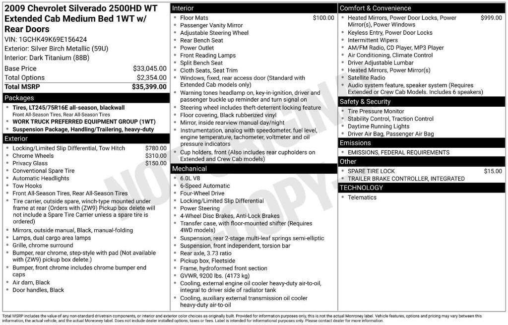 used 2009 Chevrolet Silverado 2500 car, priced at $7,999