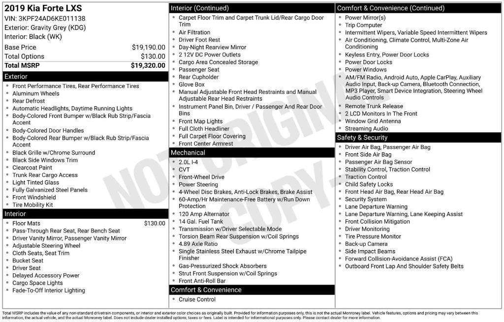 used 2019 Kia Forte car, priced at $9,759