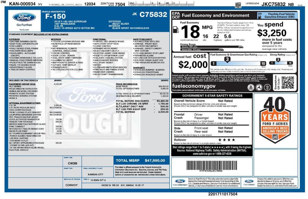 used 2018 Ford F-150 car, priced at $24,559