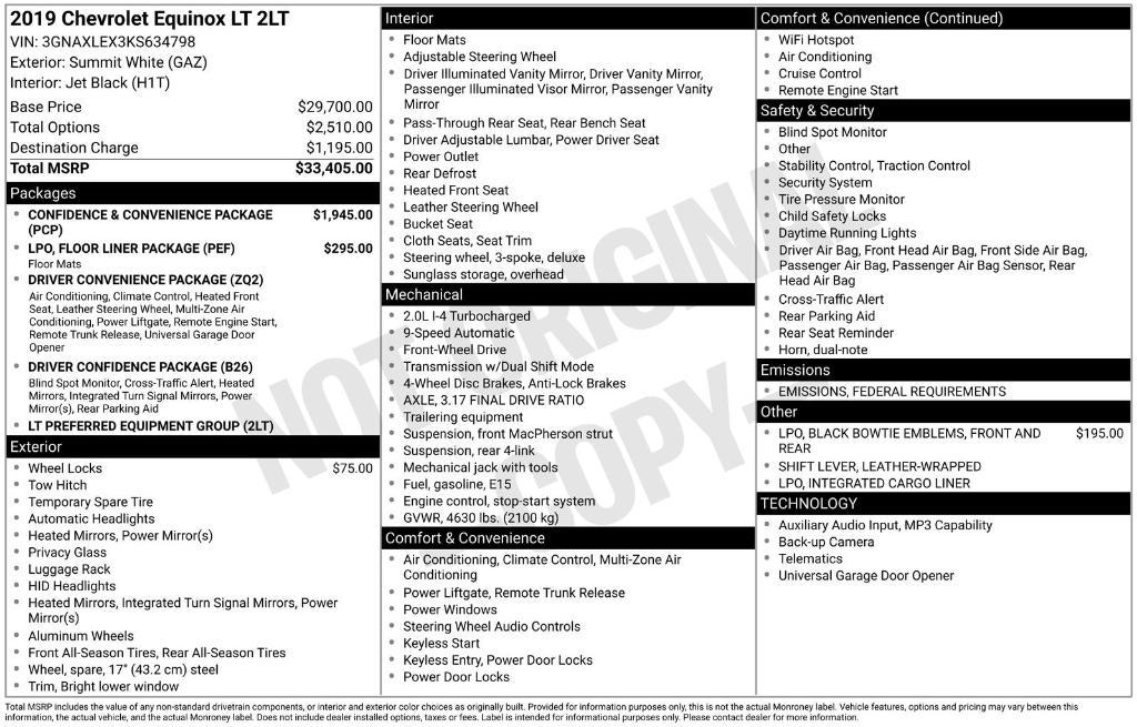 used 2019 Chevrolet Equinox car, priced at $14,319