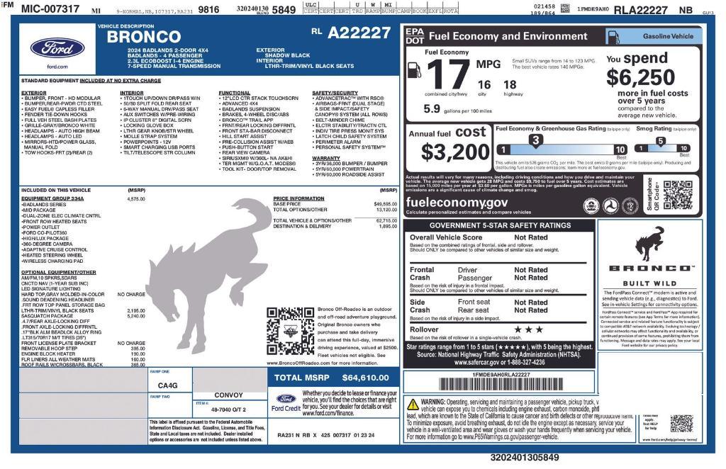 new 2024 Ford Bronco car, priced at $59,759