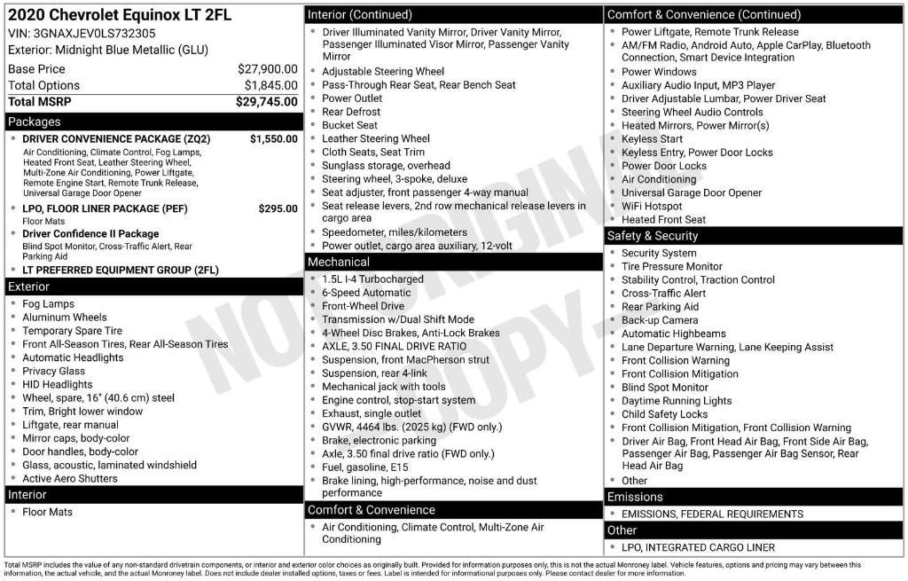 used 2020 Chevrolet Equinox car, priced at $15,209