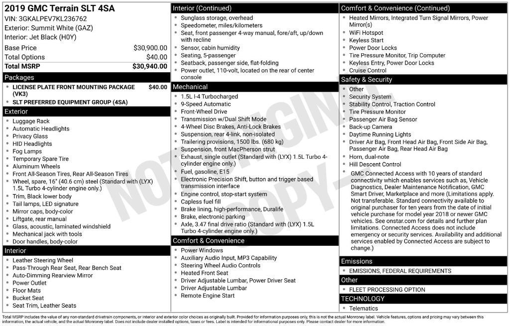 used 2019 GMC Terrain car, priced at $11,959