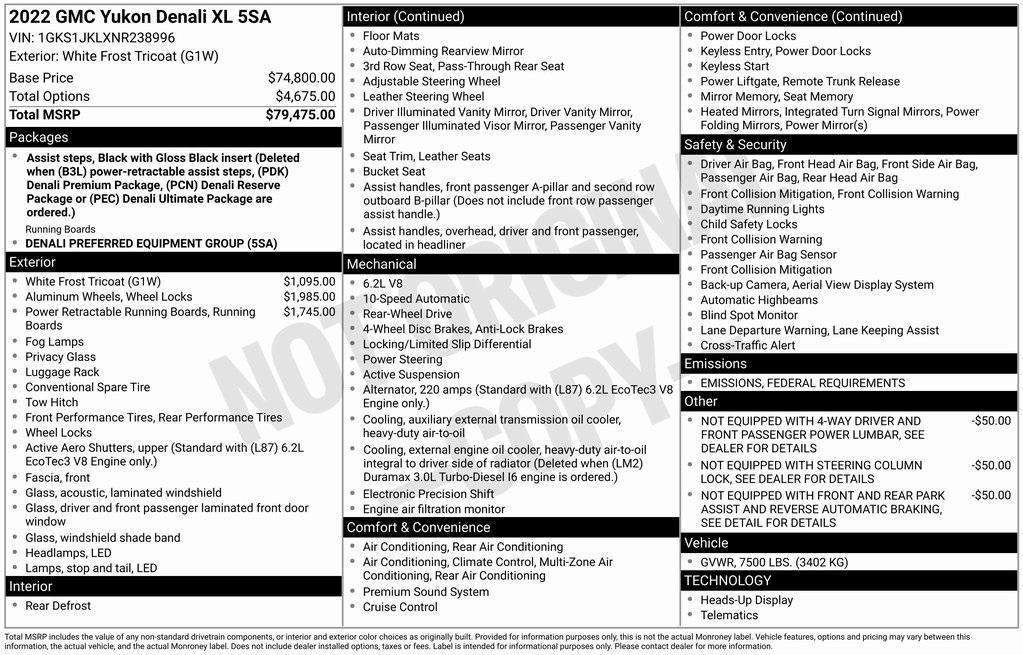 used 2022 GMC Yukon XL car, priced at $42,150