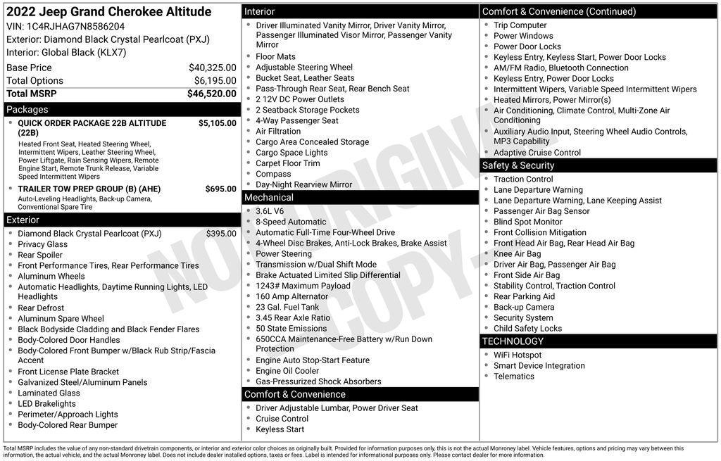 used 2022 Jeep Grand Cherokee car, priced at $33,499