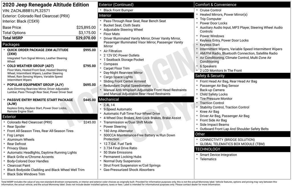 used 2020 Jeep Renegade car, priced at $16,995