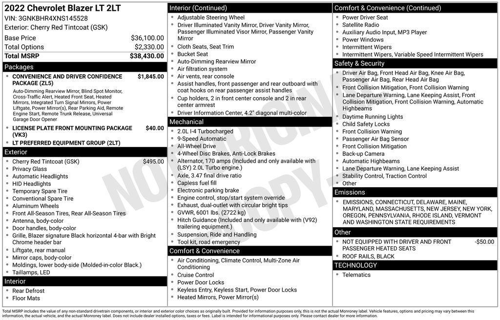 used 2022 Chevrolet Blazer car, priced at $28,499