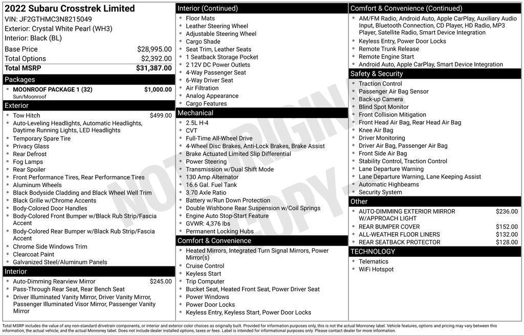 used 2022 Subaru Crosstrek car