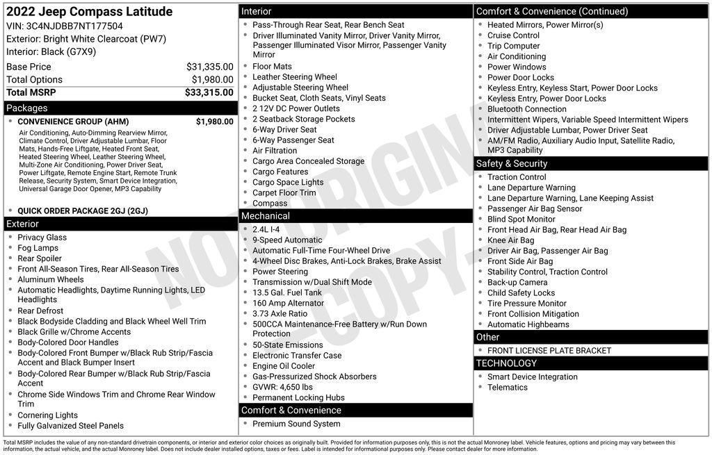 used 2022 Jeep Compass car, priced at $23,495