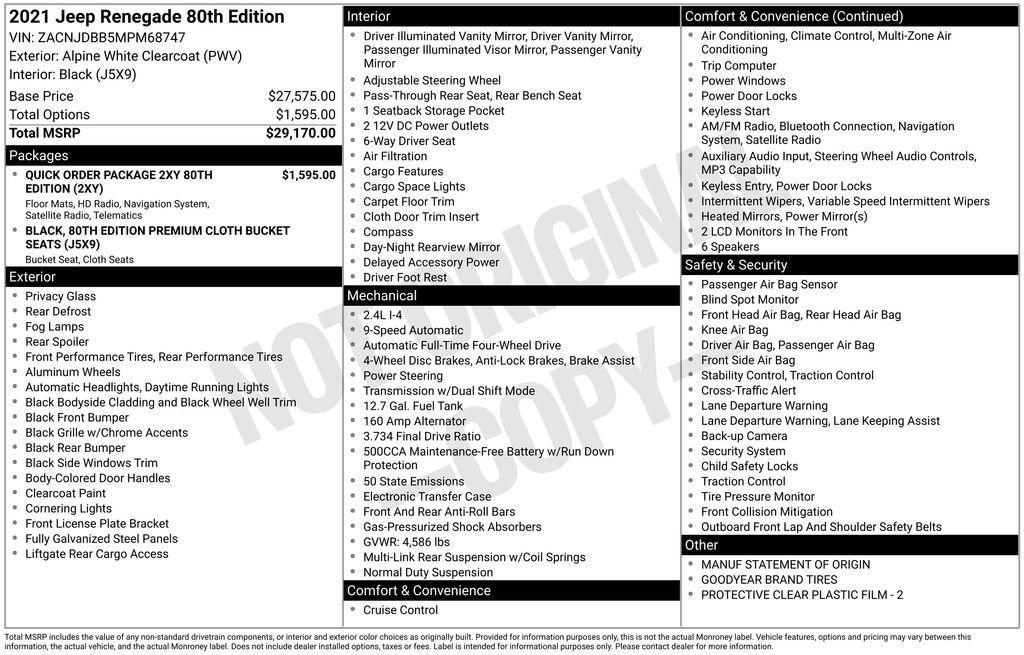 used 2021 Jeep Renegade car, priced at $20,795