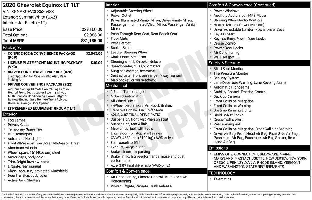 used 2020 Chevrolet Equinox car, priced at $18,995