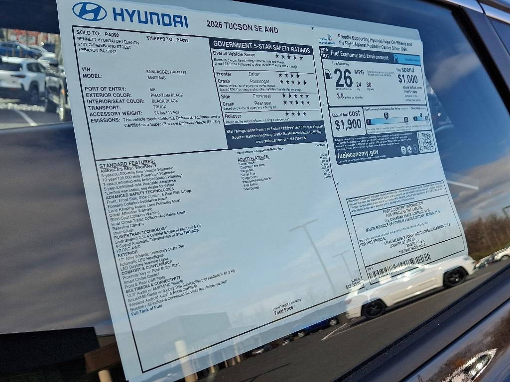 new 2026 Hyundai Tucson car, priced at $32,407