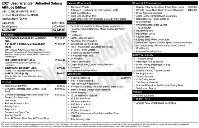 used 2021 Jeep Wrangler Unlimited car, priced at $33,910