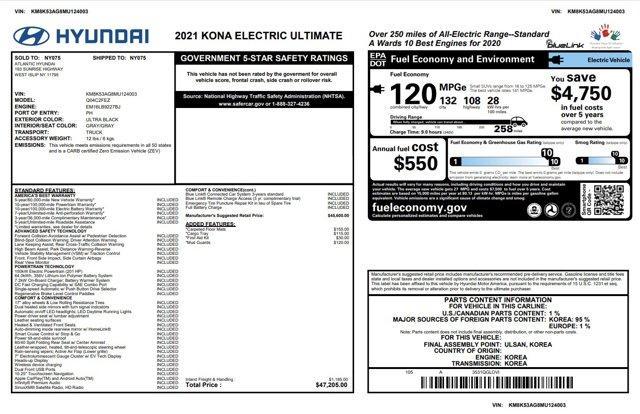 used 2021 Hyundai Kona EV car, priced at $20,520