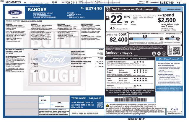 new 2025 Ford Ranger car, priced at $40,640