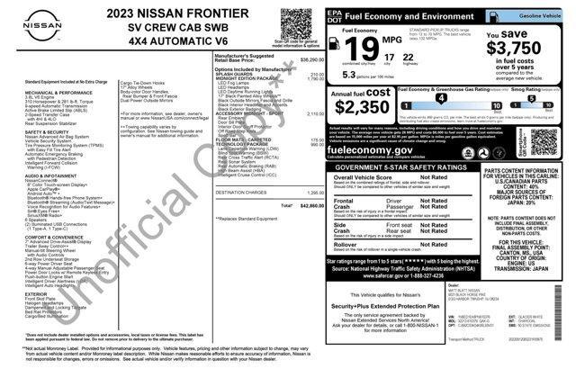 used 2023 Nissan Frontier car, priced at $29,789