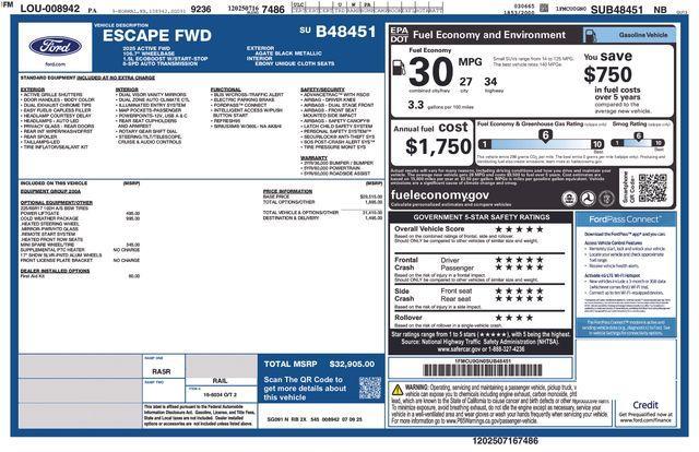 new 2025 Ford Escape car, priced at $25,285