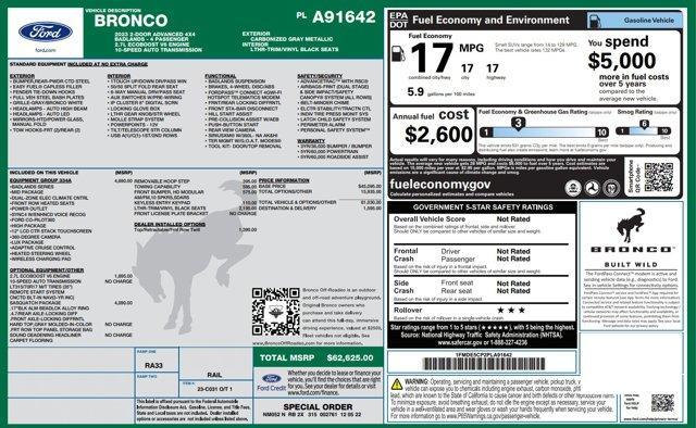 used 2023 Ford Bronco car, priced at $52,500