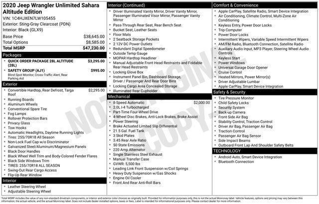 used 2020 Jeep Wrangler Unlimited car, priced at $29,590