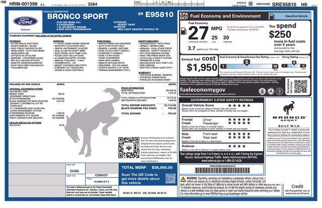 new 2025 Ford Bronco Sport car, priced at $36,710