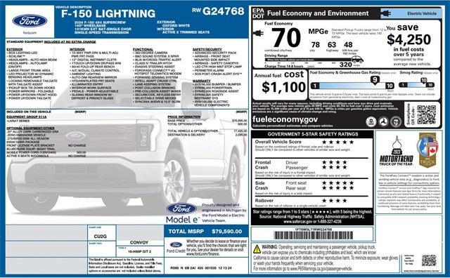 used 2024 Ford F-150 Lightning car, priced at $60,000