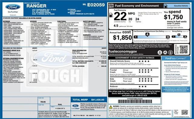 used 2021 Ford Ranger car, priced at $33,060
