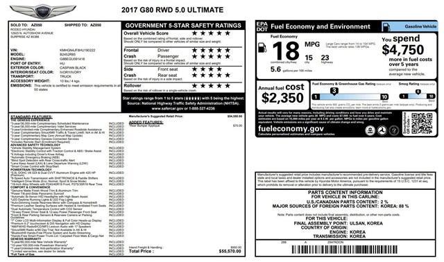 used 2017 Genesis G80 car, priced at $18,990