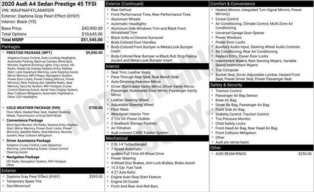 used 2020 Audi A4 car, priced at $28,060