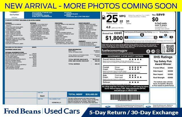 used 2016 Ford Fusion car, priced at $13,500