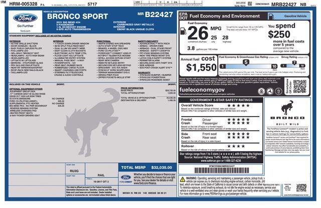 used 2021 Ford Bronco Sport car, priced at $23,900