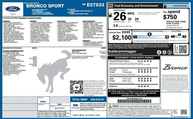 used 2024 Ford Bronco Sport car, priced at $34,540