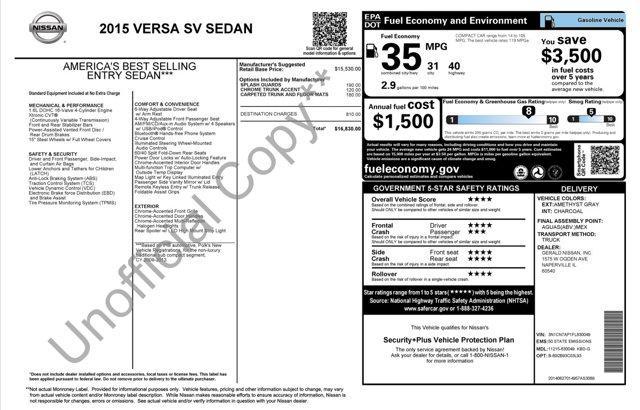 used 2015 Nissan Versa car, priced at $9,930