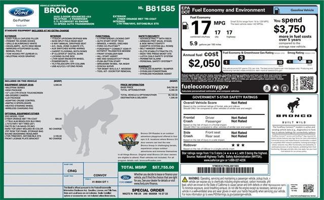 used 2022 Ford Bronco car, priced at $49,580