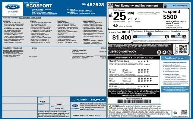 used 2022 Ford EcoSport car, priced at $19,900