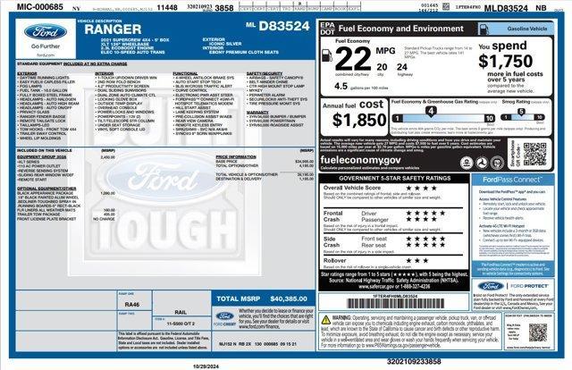 used 2021 Ford Ranger car, priced at $33,439