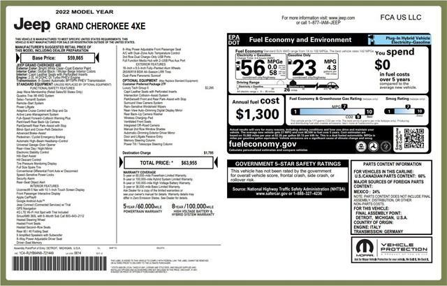 used 2022 Jeep Grand Cherokee 4xe car, priced at $34,060