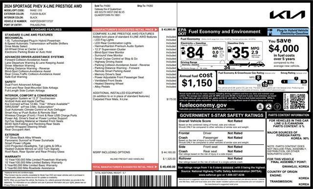used 2024 Kia Sportage Plug-In Hybrid car, priced at $38,090