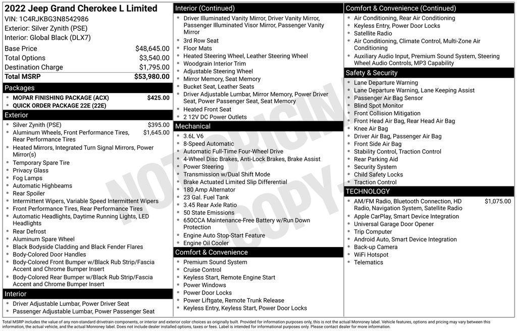 used 2022 Jeep Grand Cherokee L car, priced at $25,900