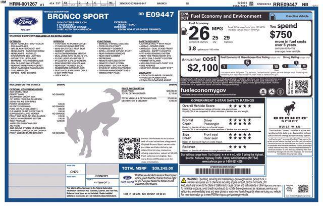 new 2024 Ford Bronco Sport car, priced at $35,818