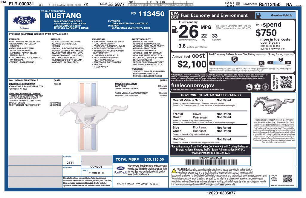used 2024 Ford Mustang car, priced at $28,300